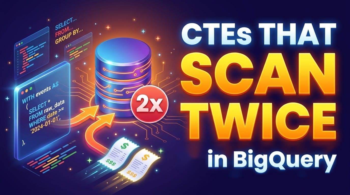 Banner reading CTEs that scan twice, a WITH clause reading the same table two times