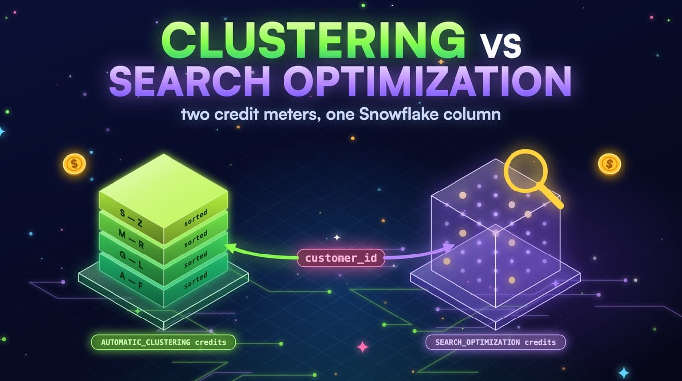 Snowflake clustering depth next to Search Optimization Service credits